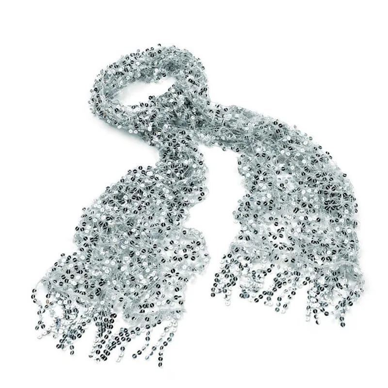 Style B Silver Элегантная женская свадебная шаль, расшитая блестками болеро, обертывания для невесты, подружки невесты, длинный шарф, обертывания для вечернего платья - Цвет: Style B Silver