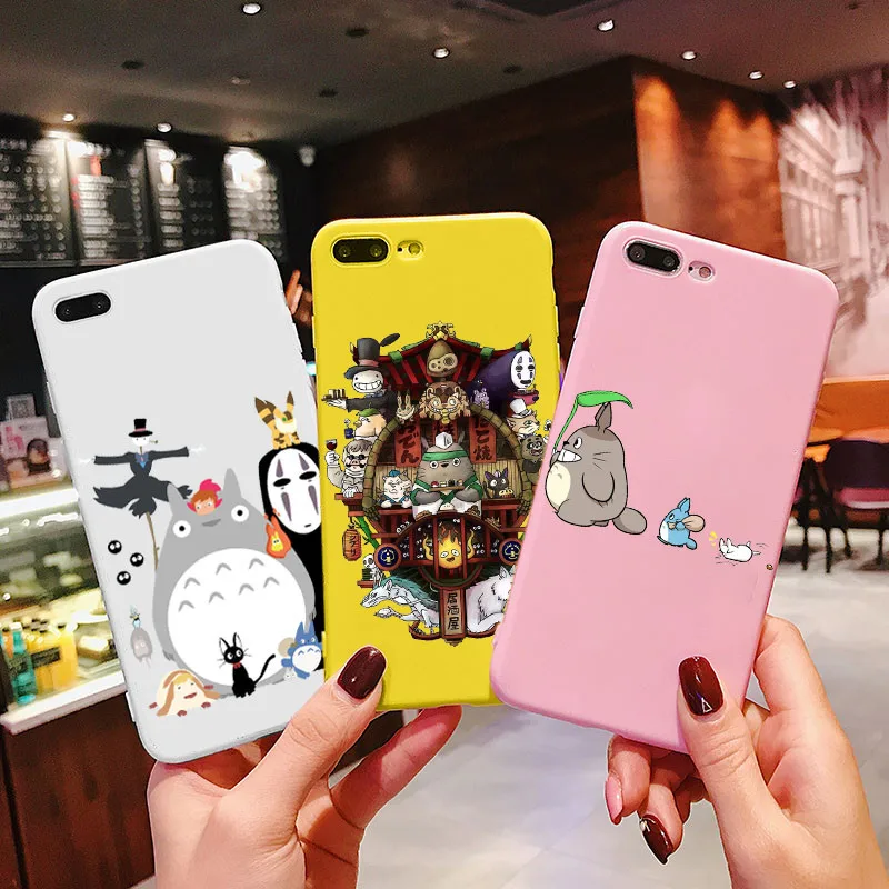 Bonito Тоторо, гибли Аниме Миядзаки Viagem de Chihiro Kaonashi Мягкий ТПУ Caso de Telefone кларо Para iPhone 7 8 Plus 6 5 Max 4