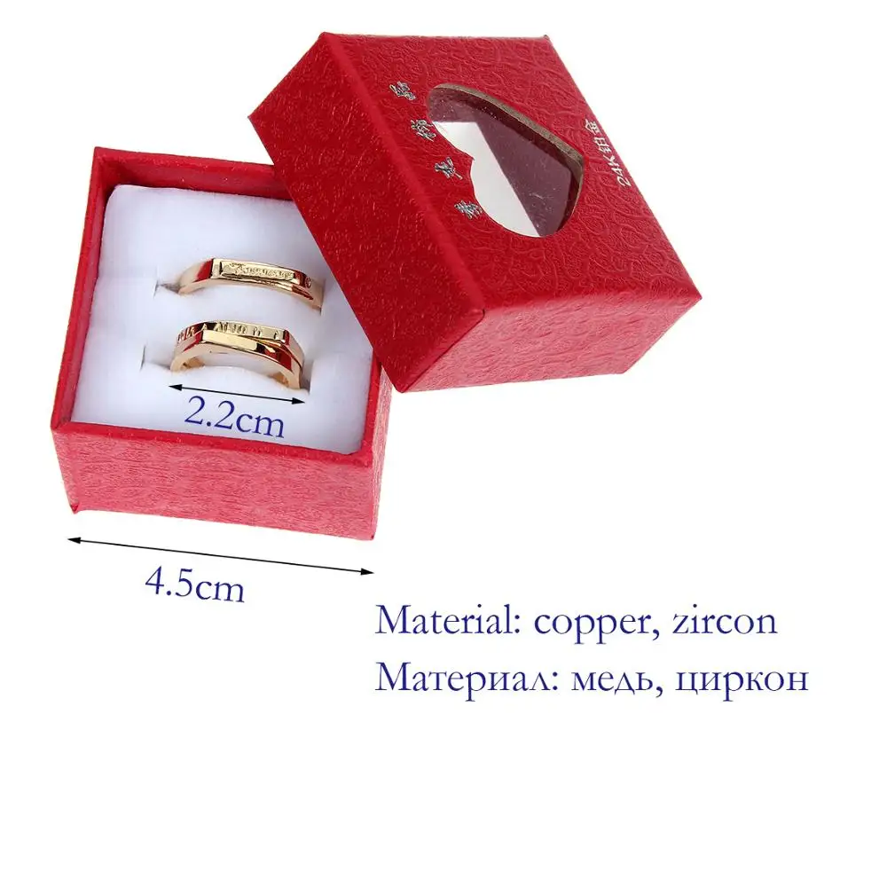 

New Exquisite Minimalist Crystal Hollow Couple Rings Zircon Gold Color Opening Adjustable Jewelry Engagement Wedding Gift Ring