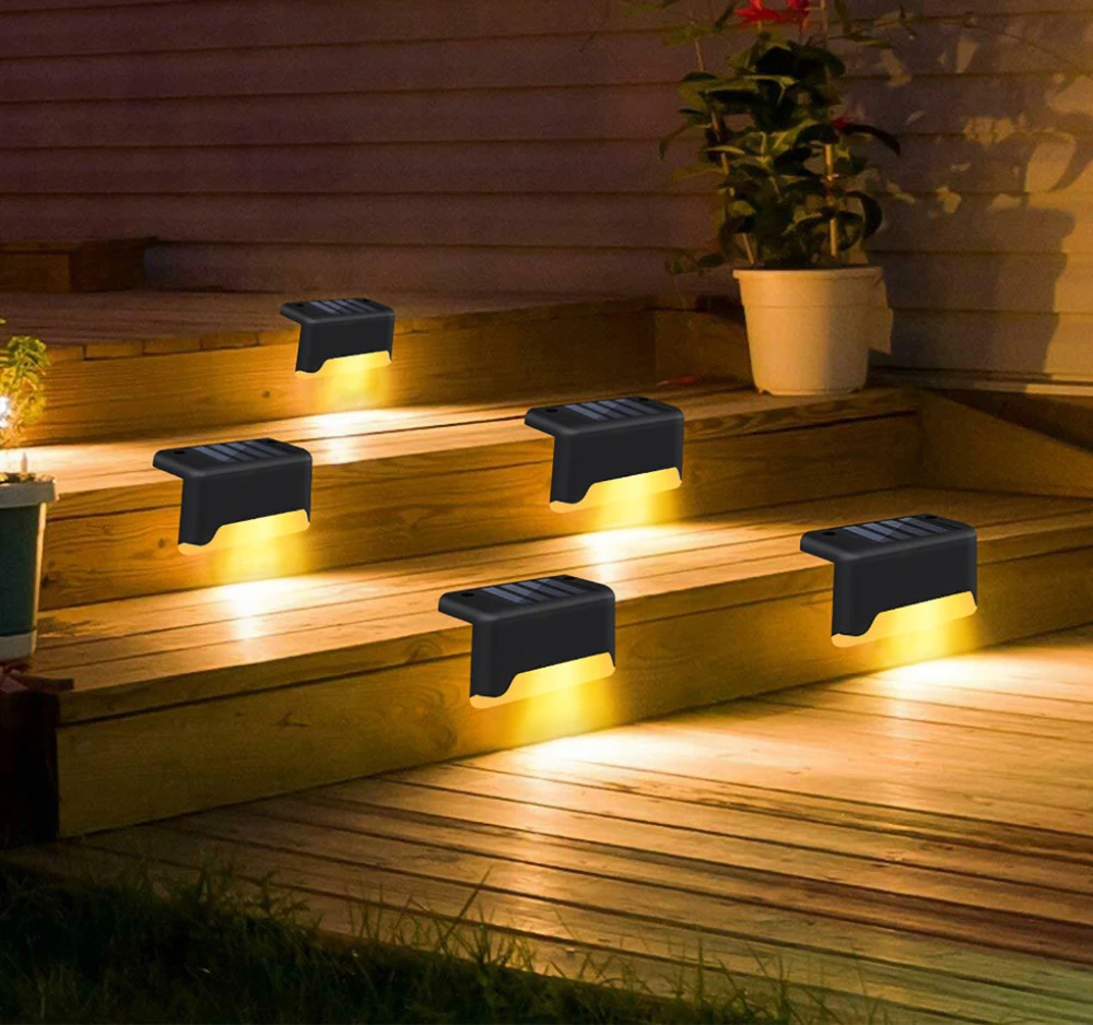 

1/4/8/16pcs LED Solar Lamp Path Stair Outdoor Waterproof Wall Light Garden Landscape Step Deck Lights Balcony Fence