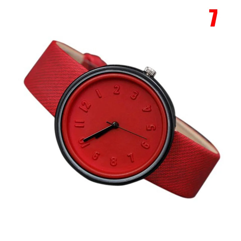 

Fashion Cloth PU Leather Band Watch Men Women Quartz Watch Casual Watch with Round Dial TT@88