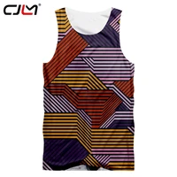 cjlm new arrivals man sports tank top 3d full printed colorful stripes mens polyester tee shirt oversized tanktop