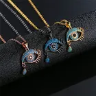 Ожерелье WUKALO женское, модное Ювелирное Украшение с подвеской в виде цепи стразы, турецкий голубой глаз