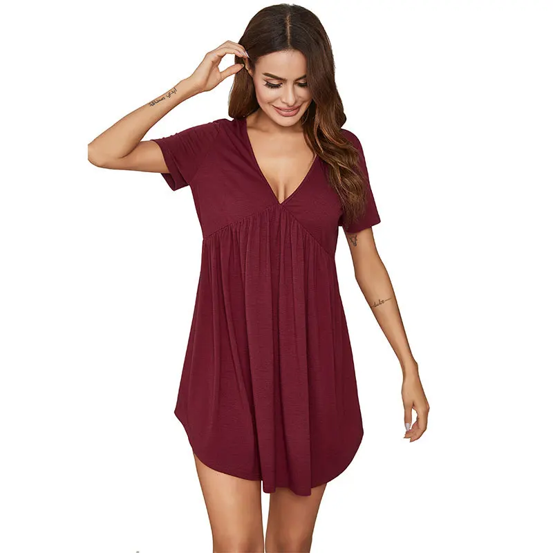 

Women's Summer Sleepwear Short Sleeve Lingerie Sleep Dress Sexy Home Clothes Nightie Nightgown Nightwear Robe Nighty Nightdress