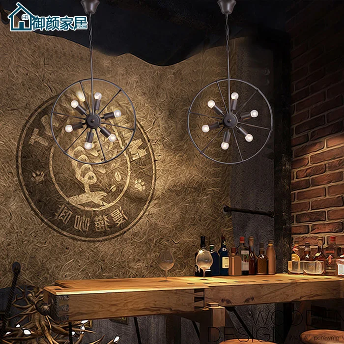 Лофт ретро ресторан бар Американская страна Железный промышленный ветер