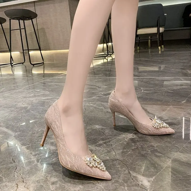 

High Heels Ladies 2021 New Spring and Autumn High Heels Rhinestone Temperament Female Sandals