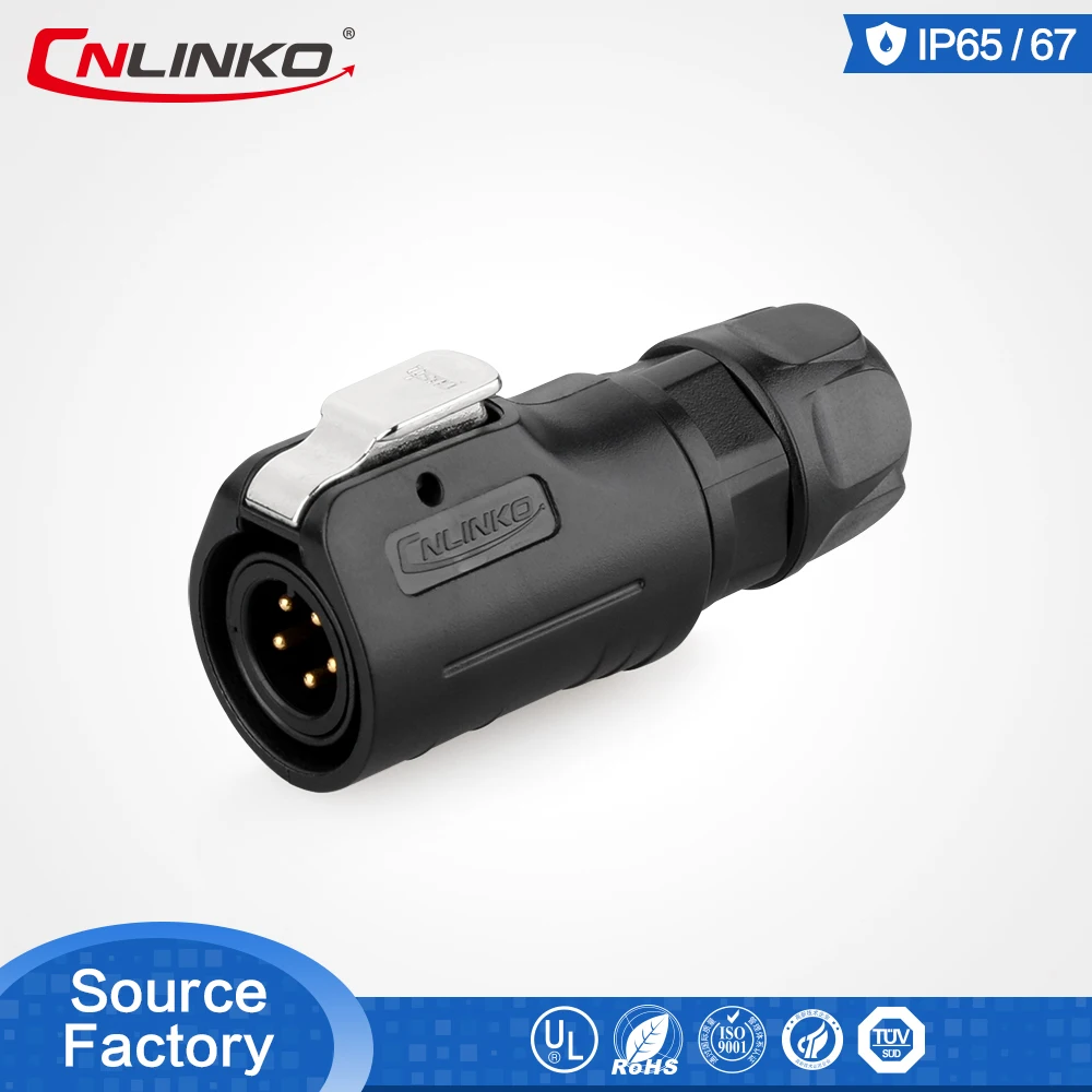 M12 Cnlinko позолоченный 5pin электрический пластиковый круглый IP67 разъем мужской женский стыковый разъем для светодиодной ленты света