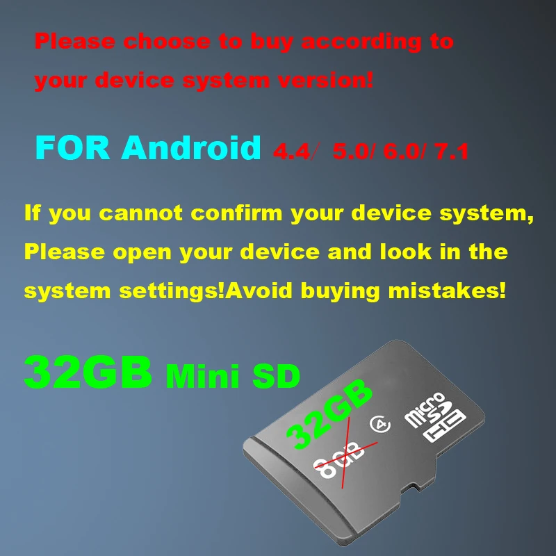 For Android 4.4-7.1 Для gps-навигации Android Wince Windows CE 6,0/Android OS аксессуары для gps-навигации 32 ГБ Micro TF карта gps Аксессуары - Формат цифровых медиаданных: For Android 4.4-7.1