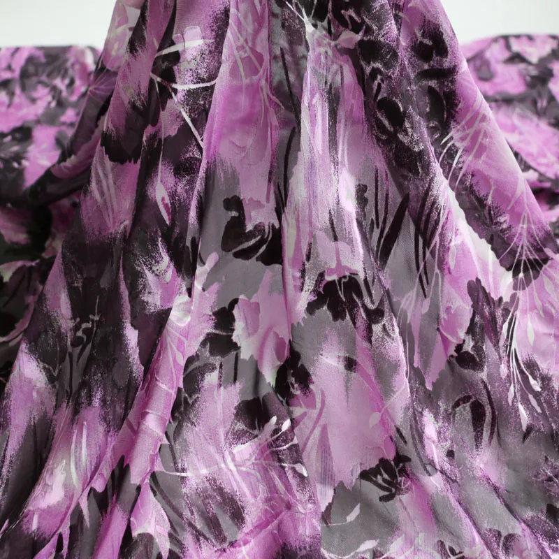 100 см * 110 3d жаккард Шелк Марля сиреневый черный платье юбка материал натуральный |