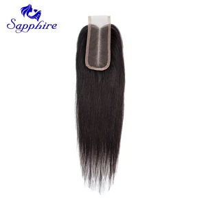 Сапфир прямые 2*4 Кружева Закрытие отбеленные узлы естественный цвет 2 #4 # 99J 2*4 средняя часть человеческие волосы Кружева Закрытие от 8 до 20 дюймов
