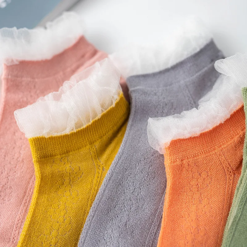 

Spring Summer Candy Color Lace Crystal Silk Boat Socks Women Girl Elastic Fashion Socks Female Knitted Mesh Breathable Wholesale