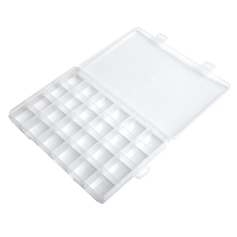 

1pcs 24 Compartments Plastic Clear Box Jewelry Bead Storage Container Craft Organizer