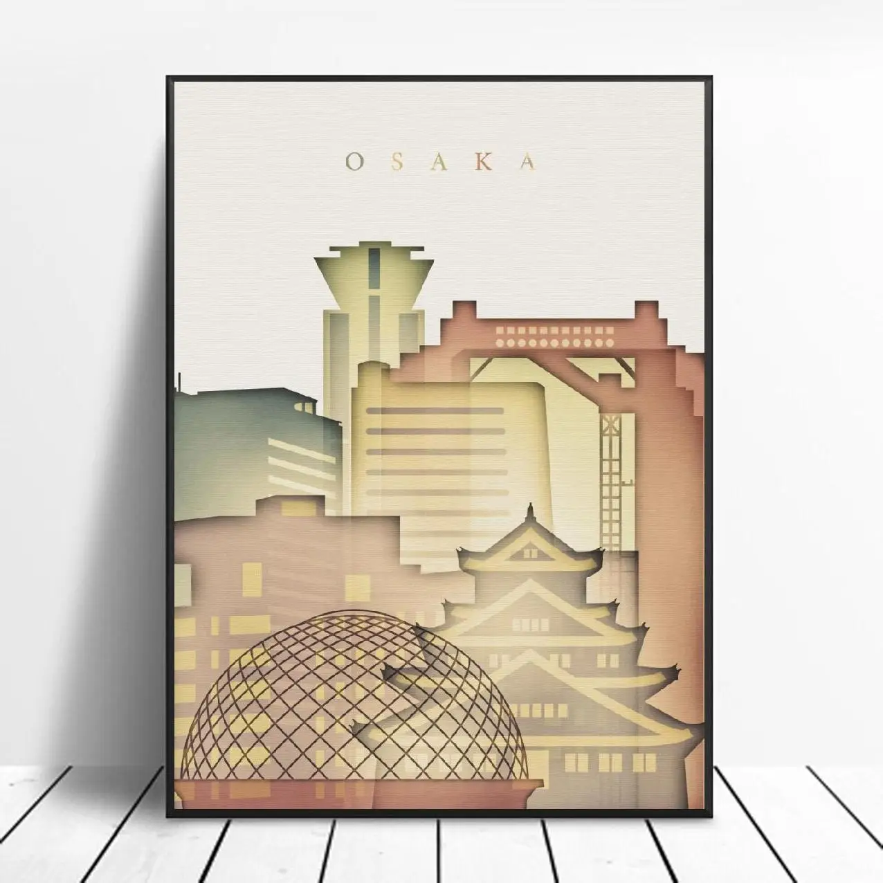 Настенный плакат Осака с японским пейзажем Современное украшение для спальни