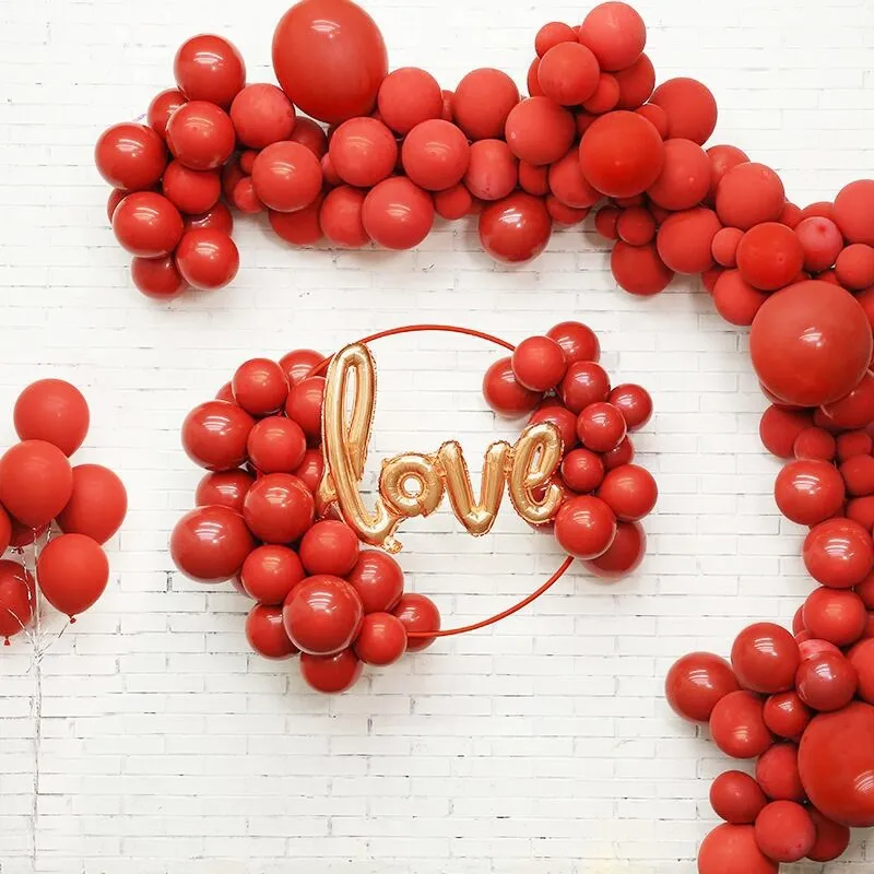 

10 Inch Single-Layer Double-Layer Garnet Latex INS Balloon Wedding Room Decoration for Valentine's Day Ruby Red Balloon Wedding