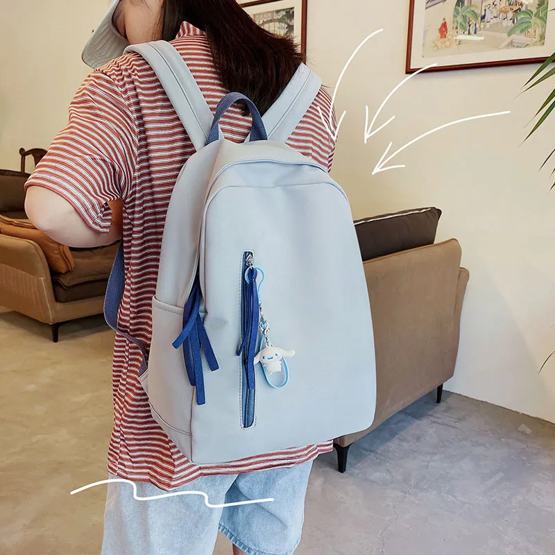 

School Backpack Trend Simple Women's Backpacks for Girls Large Capacity Solid Color Students Schoolbag Casual Travel Female Bags