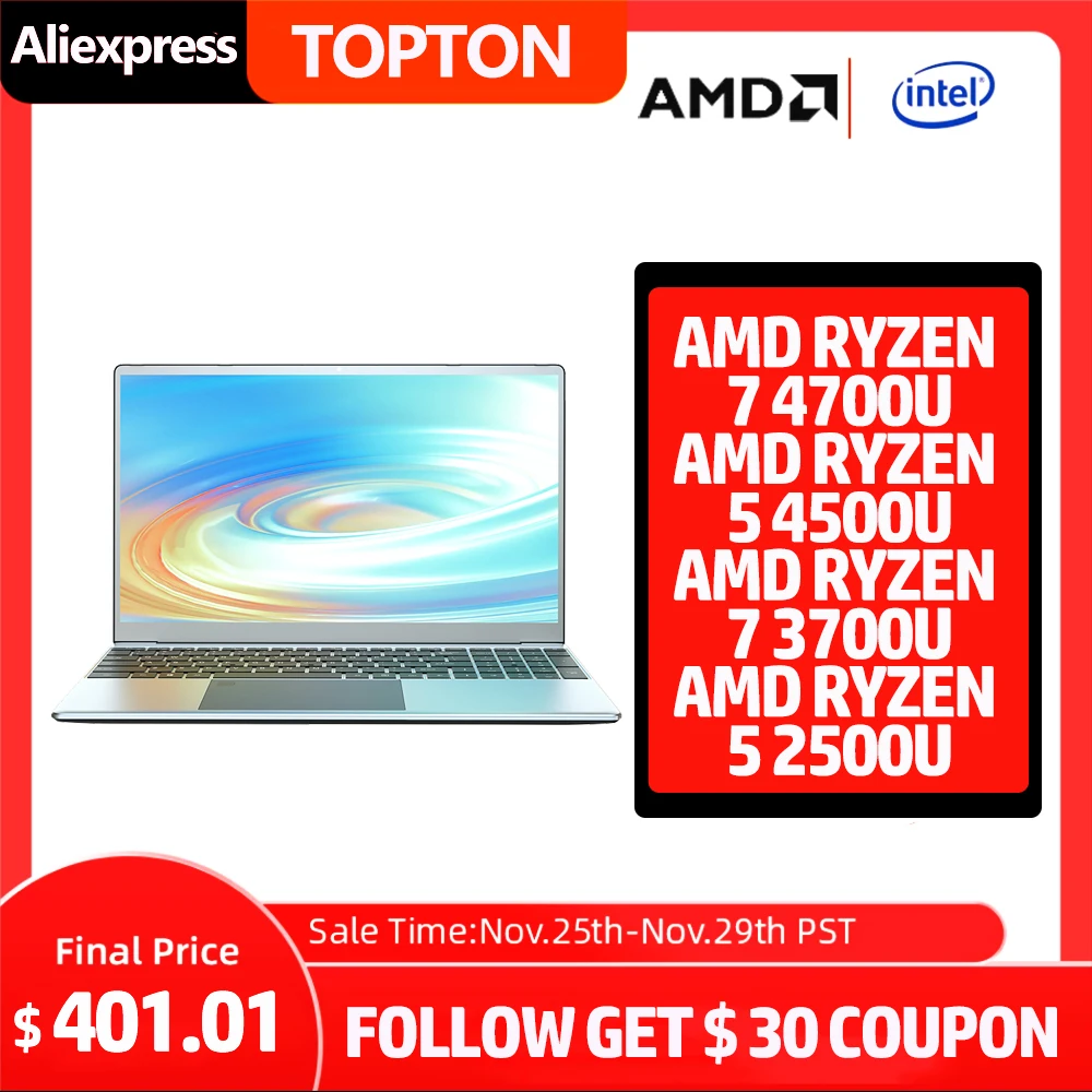 2021 15.6” HD Laptop Newest for Business and Student AMD Ryzen 7 4700U 5 4500U 36GB DDR4 RAM 2TB SSD AC WiFi Bluetooth MINI-HDMI