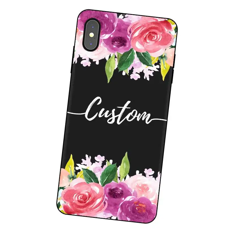 Модный цветок подарок на заказ DIY Имя текст черный Мягкий ТПУ силиконовый чехол