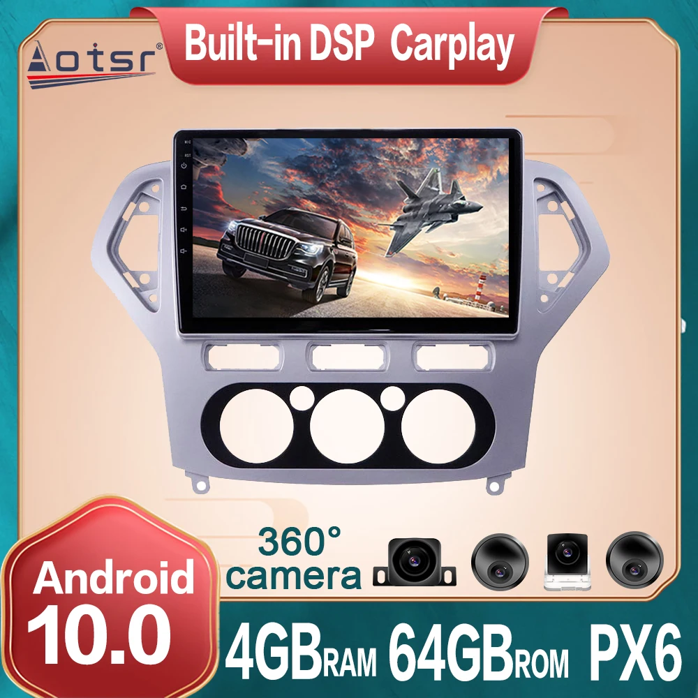 Для Ford mondeo MK4 2007 2010 Android 10 Автомобильный HD мультимедийный радио плеер 4G + 64GB GPS