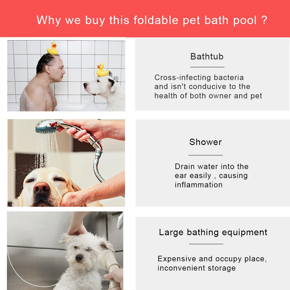 Foldable Dog Pool 5 Sizes Pet Bath Swimming Tub Bathtub Outdoor Indoor Collapsible Bathing Pool for Dogs Cats Kids
