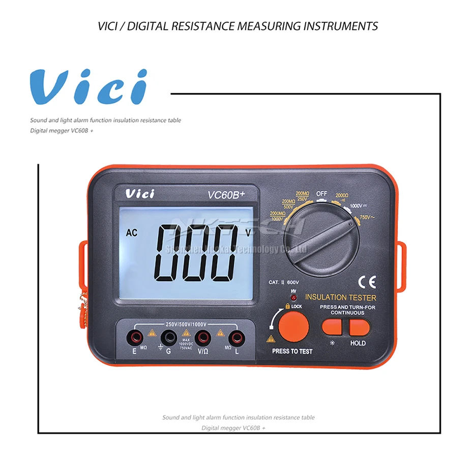 VICI VC60B+ Измеритель сопротивления изоляции Мегаомметр Омметр Вольтметр тестер 1000 В мегомметром высокий вольт короткого замыкания Входная сигнализация