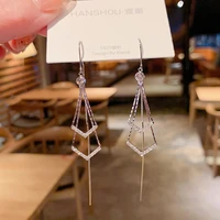 south korea long diamond fringed ear line in 2021 new trend fashion and personality of the network red earrings for women