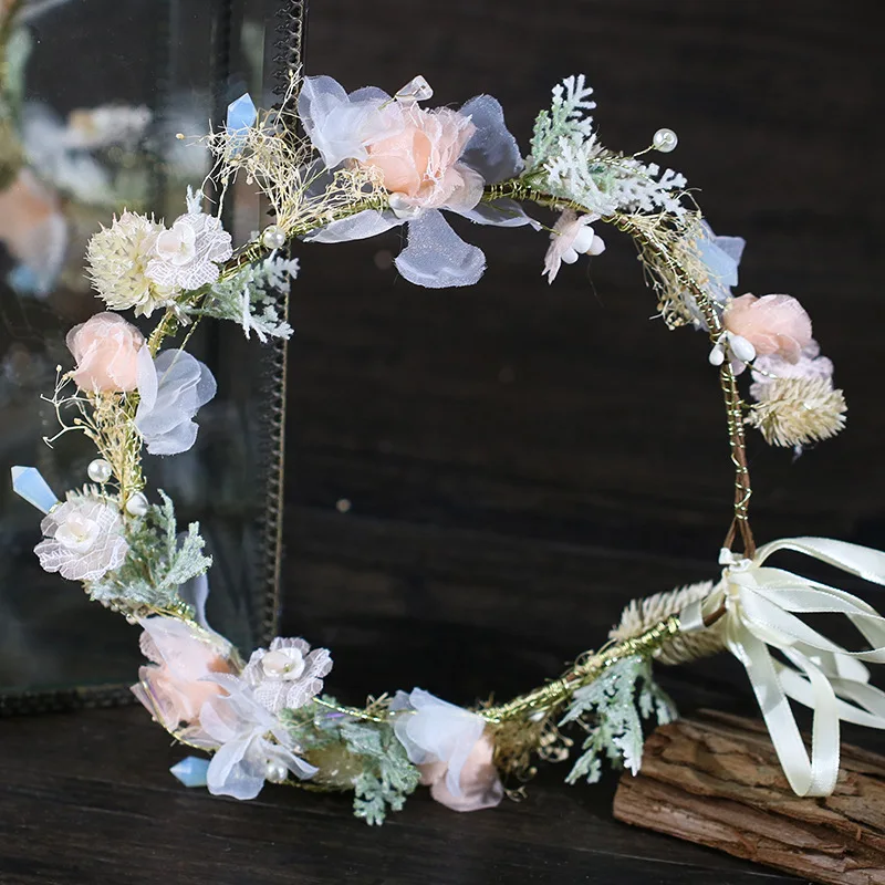 

Hot Sell Bridal Headwear Fairy Bride Headdress Handmade Hair Ornament Wedding Women Garland Hair Jewelry