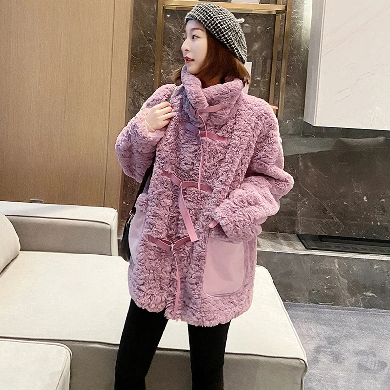 

Winter Jacket Women 2020 Faux Rabbit Fur Coat Warm Thick Fashion Loose Plush Ladies Coat Long Coat Faux Fur Jacket Fluffy Jacket