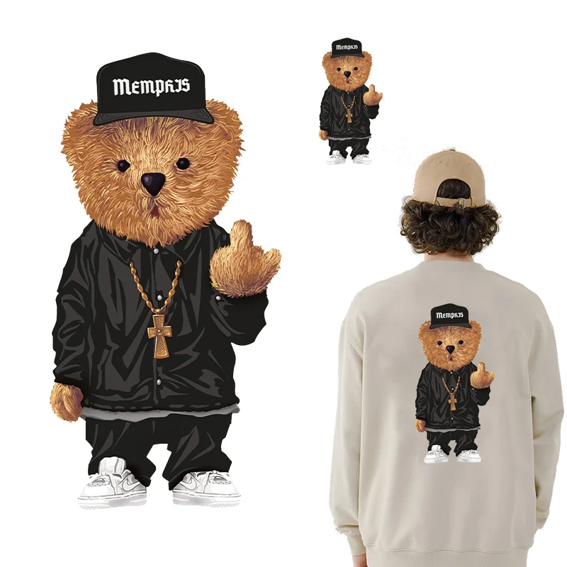 Термонаклейки сделай сам с изображением рок-медведя для кукол детская одежда