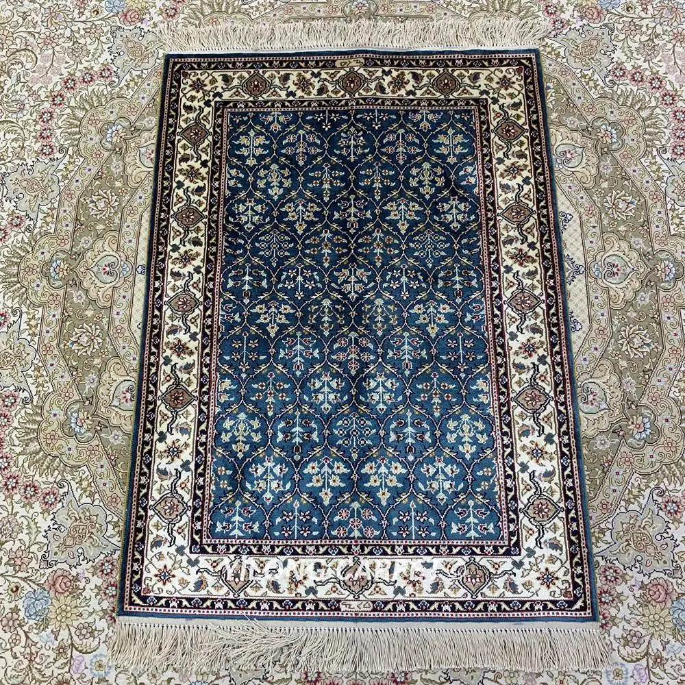 Маленький ковер Yilong 2 х 3 дюйма шелковые ручной работы коврики для молитв (HF145B 2x3)|art