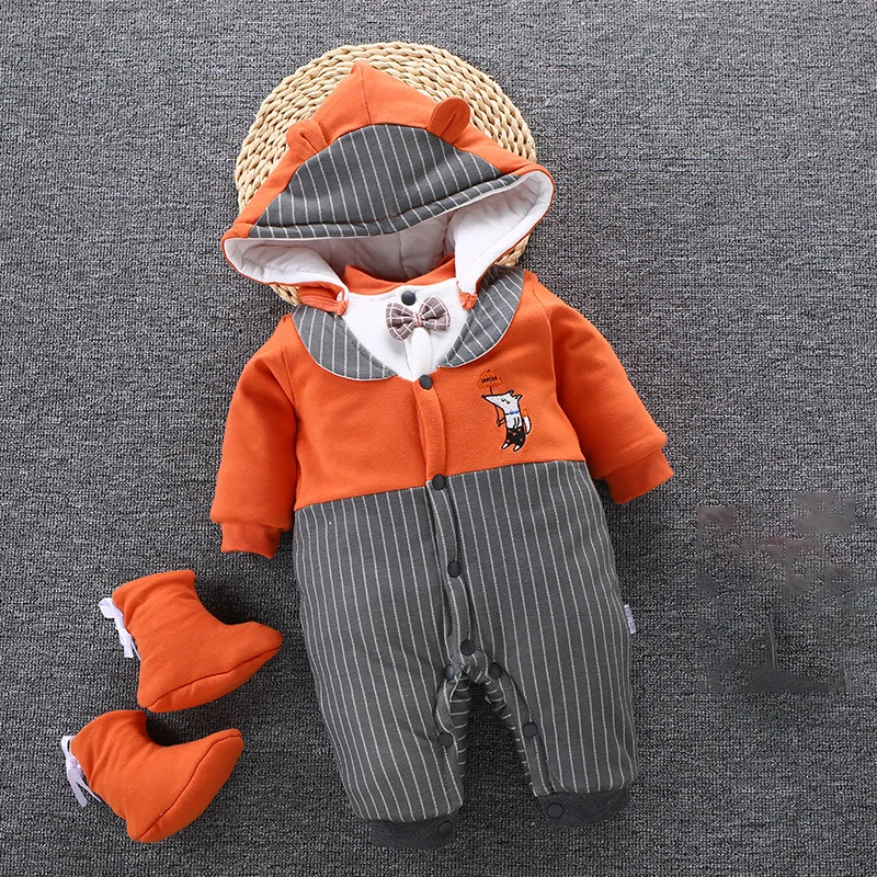 

2019 fall winter warm infant baby cotton rompers coral fleece animal overall baby boy girl halloween xmas costume clothes baby