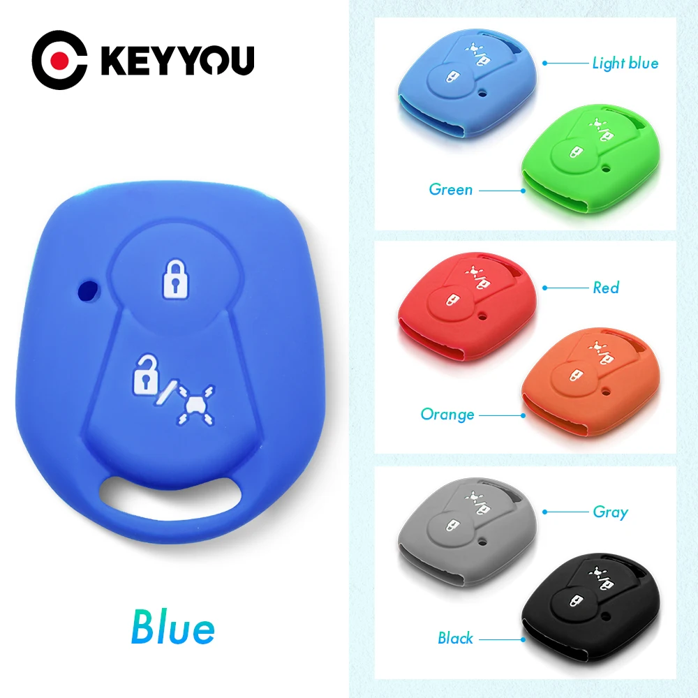 

KEYYOU 10pcs Silicone Car Key Case Cover For Ssangyong Actyon Kyron Rexton 2 Buttons Remote Key Case Car-Styling