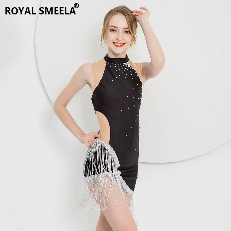 Черное платье для латиноамериканских танцев с блестками женский костюм самбы