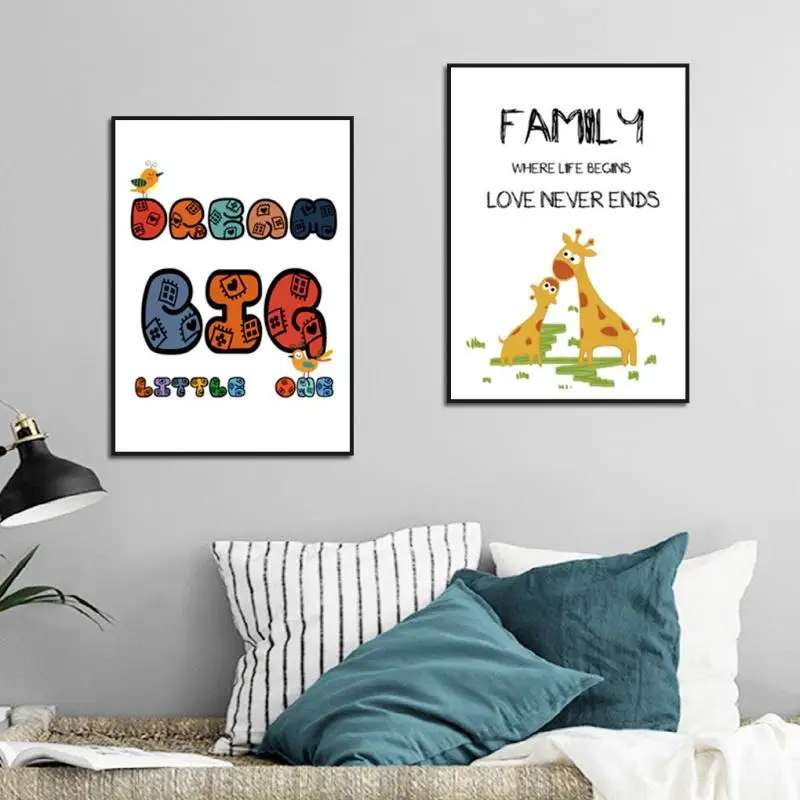 

Nordic Style Modern Creative Cute Cartoon English Alphabet Animal Childrens Room Bedroom Decorative Canvas Printing Poster