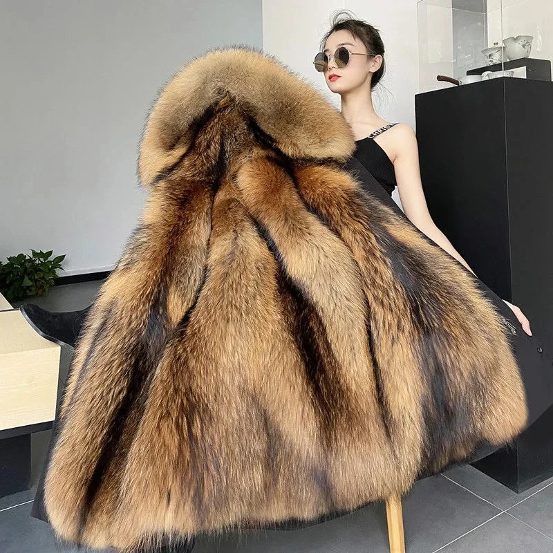 Winter Thick Warm Parkas Women Mink Detachable Inner Fur One Coat Long FauxFur Mink Cotton Jackets Female Hooded Chaquetas Mujer