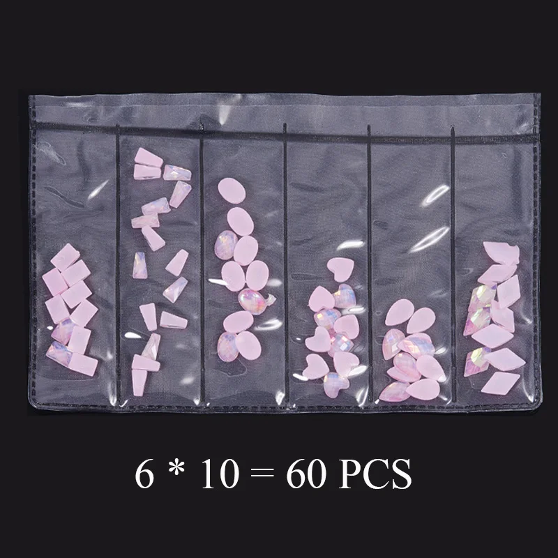 60Pcs Pink 1 упаковка AB плоские с оборота стеклянные стразы для ногтей алмазные каплевидные конские глазные кристаллы Камни блестящие драгоценные камни маникюрные украшения для ногтей - Цвет: 60Pcs Pink