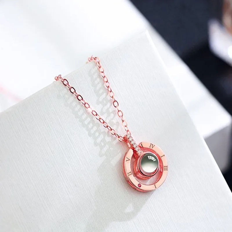 Новое Розовое золото серебро 100 языков я люблю тебя проекция кулон ожерелье