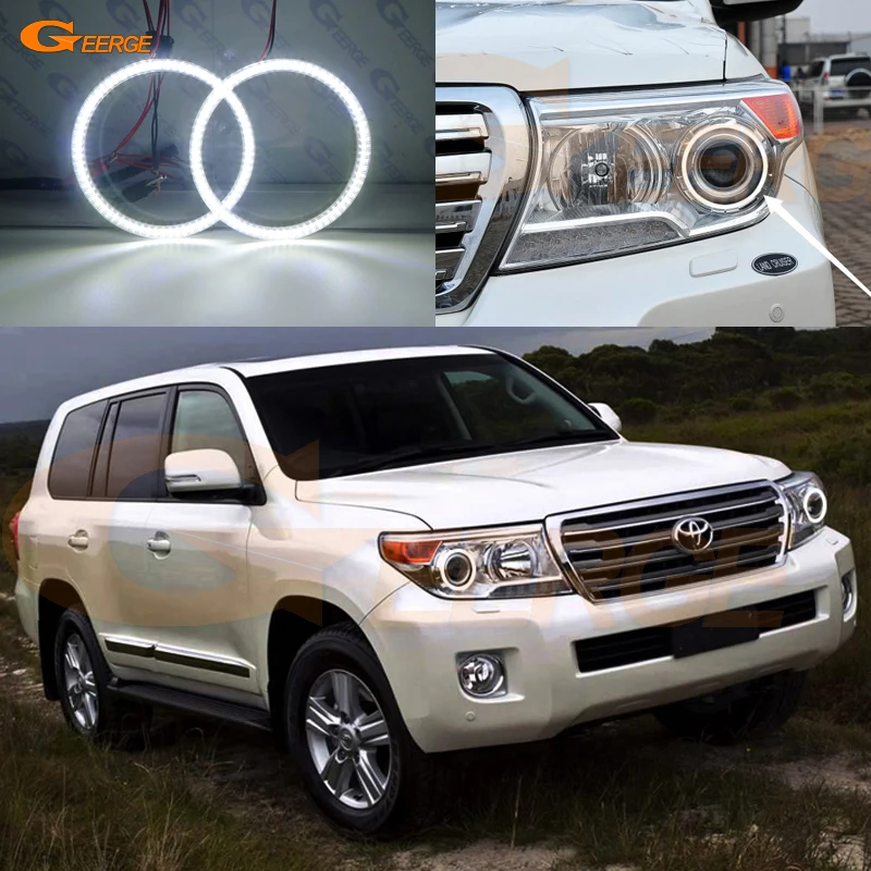 

For TOYOTA LAND CRUISER J200 First facelift 2012 2013 2014 2015 Ultra bright SMD LED Angel Eyes halo rings Day Light Car styling
