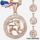 Davieslee ожерелье с подвеской для женщин 12 Знак зодиака, созвездие, желтое розовое золото , женское s круглой формы LGPM16