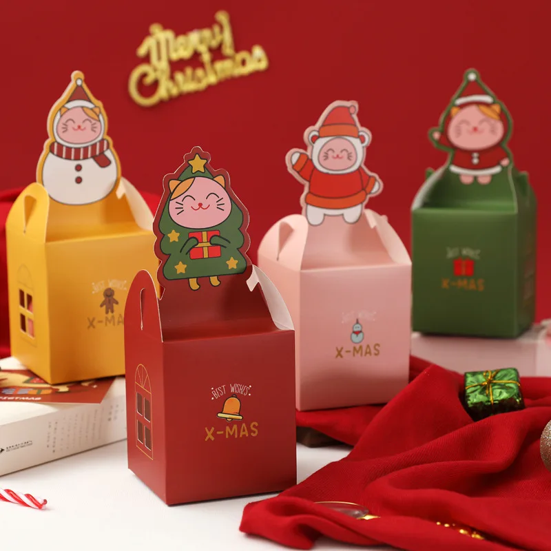 Мультяшные рождественские коробки для конфет и яблок Подарочная бумажная