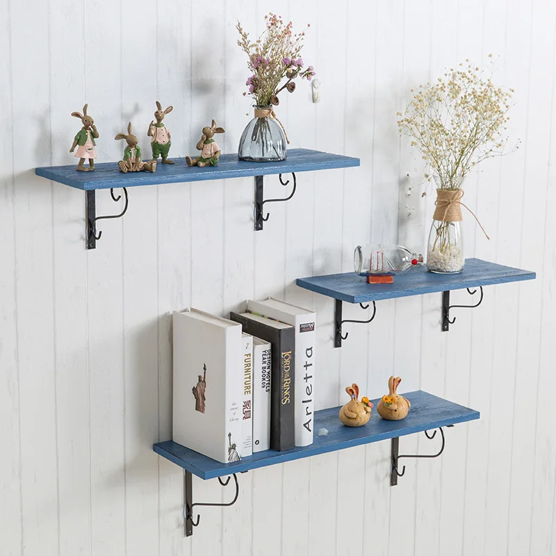 

Железная полка из массива дерева, настенная ретро-полка, декоративная настенная подвесная доска а-образной формы для спальни, гостиной