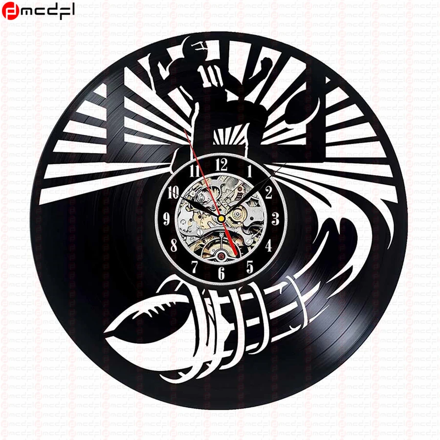 Домашний декор 12 дюймов американский футбол виниловая пластина настенные часы