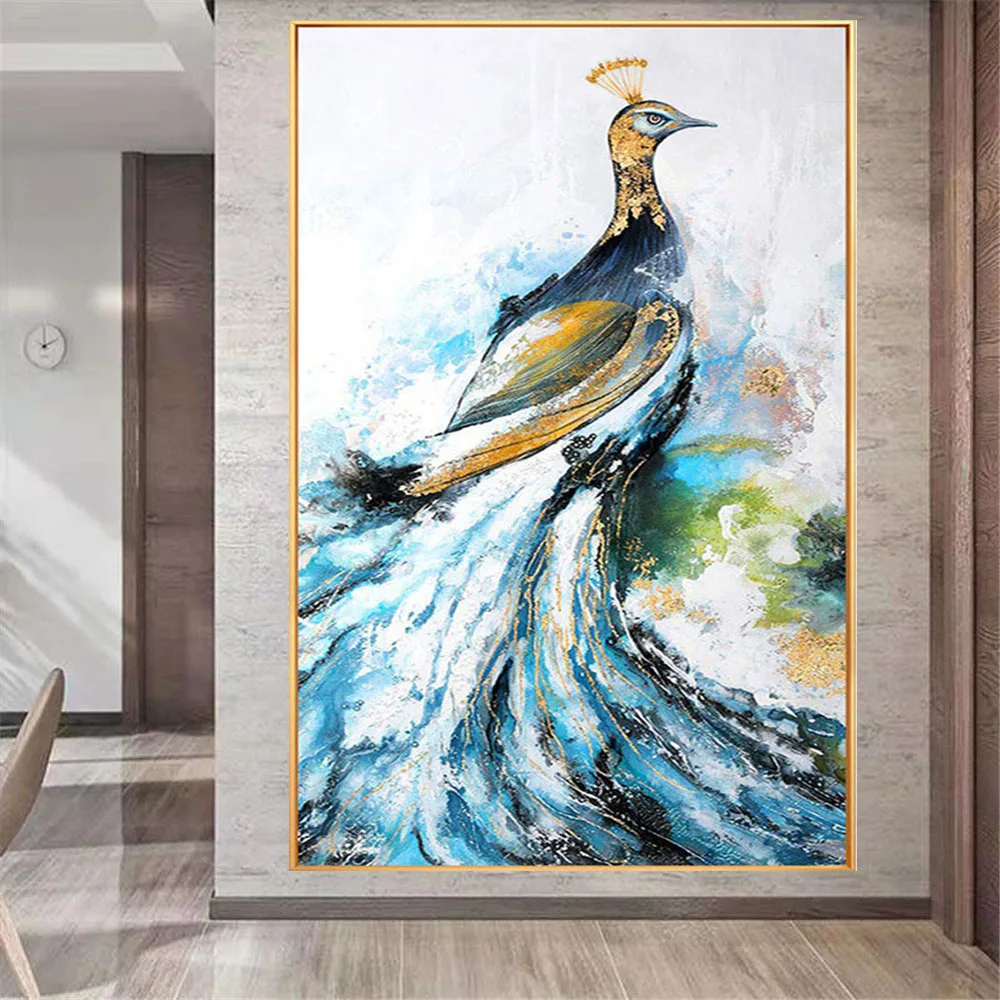 

100% ручная картина маслом, китайская Настенная картина, Восточный Павлин, животное, птица, символ удачи и благоприятности, современная карти...