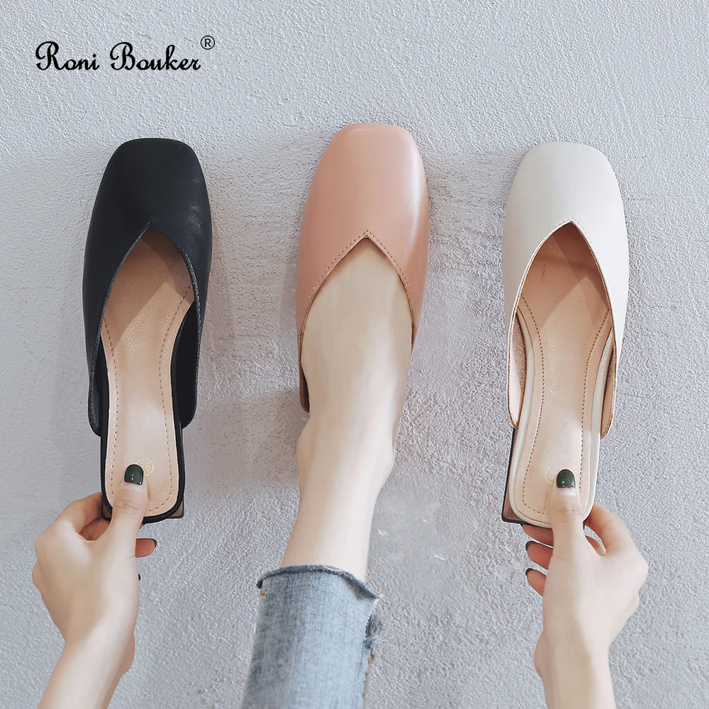 Roni Bouker/тапочки с квадратным носком Модные Тапочки женские летние шлепанцы без