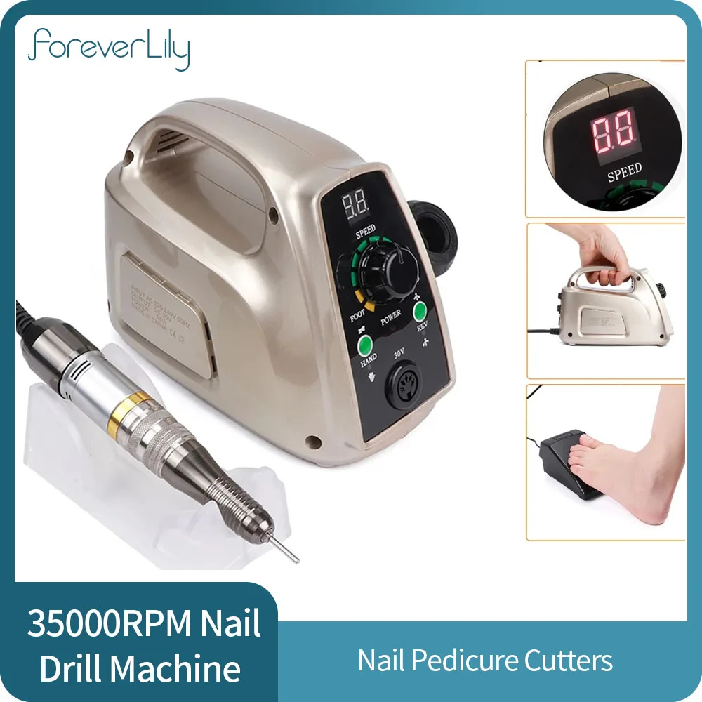 

35000RPM Strong 65W Electric Nail Drill Manicure Machine Pedicure Tools Drill Bits File Nail Art Equipment Milling Cutter Sets