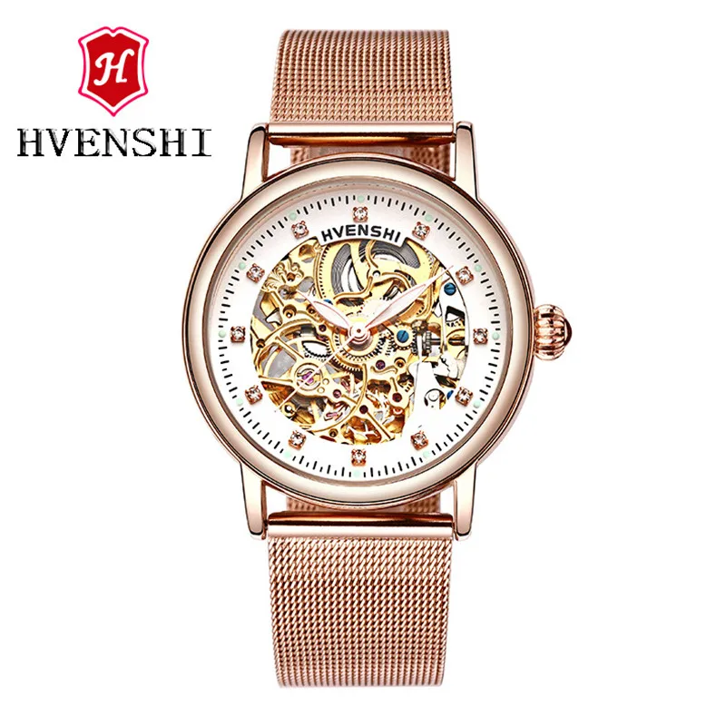 Женские светящиеся автоматические механические часы HVENSHI модные женские деловые