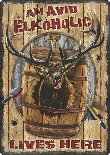 

6321 River's Edge Products Elkoholic Tin Sign