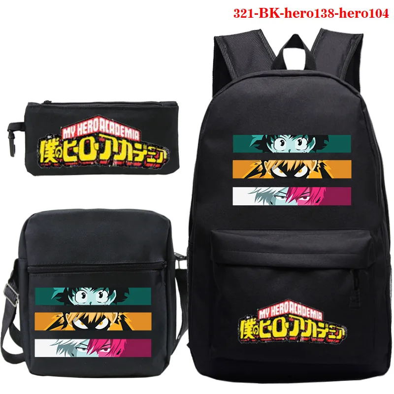 

My Hero Academia Backpack 3Pcs/set Student Boku No Hero Academia Anime School Bag Himiko Toga Printing Bookbag for Child Mochila