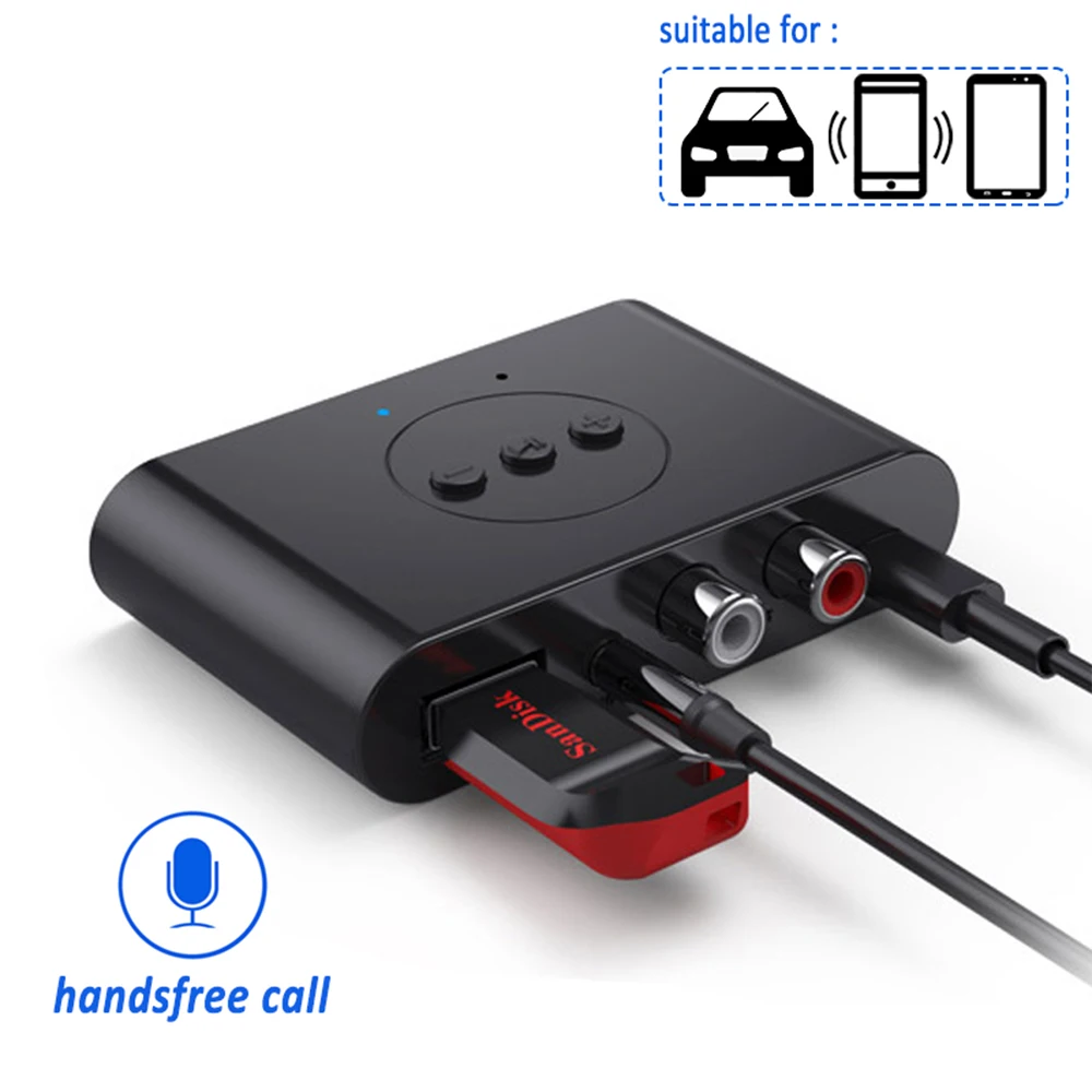 

Аудиоприемник Bluetooth 5,0, U-диск, RCA, 3,5 мм, разъем AUX 3,5, стерео, Музыкальный беспроводной адаптер с микрофоном для автомобиля, комплект усилителя ...