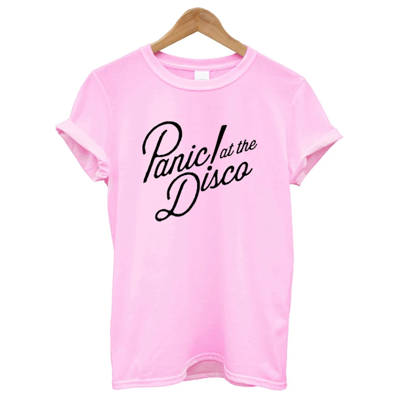 G307-Lpink Panic! At The Disco футболка с надписями Для женщин Рубашка с короткими рукавами модные летние топы уличная Для женщин футболка забавная хлопковая футболка - Цвет: G307-Lpink