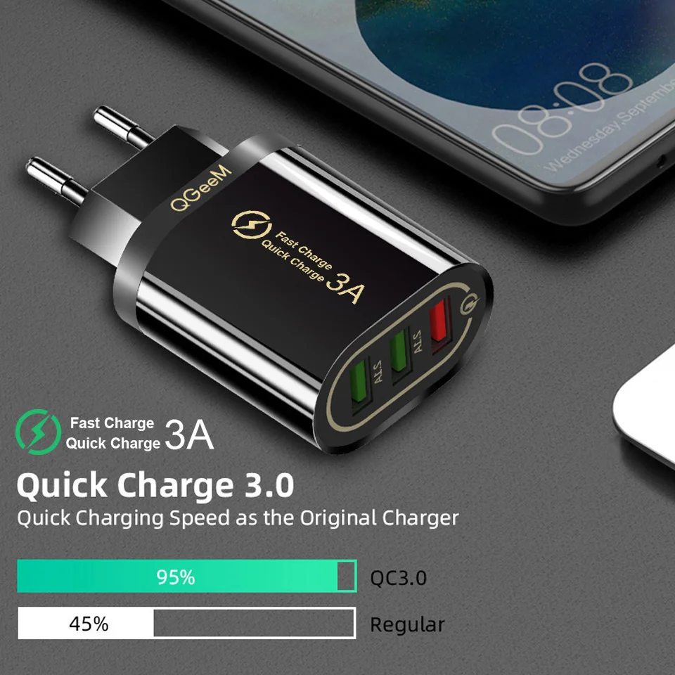 QGEEM Quick Charge 3 0 USB зарядное устройство для iPhone быстрое Xiaomi QC портативное телефона